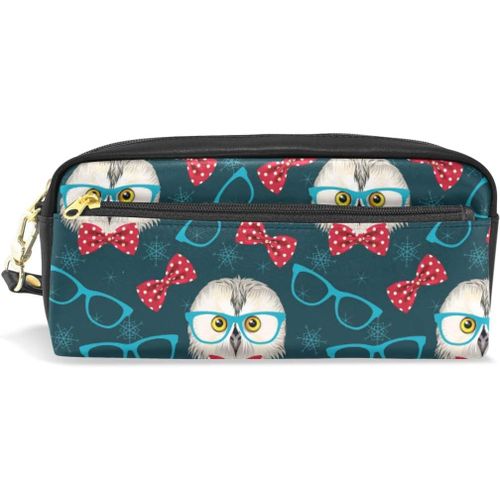 Pochette À Fermeture Éclair, Étui À Lunettes, Trousse De Maquillage Cosmétique, Hibou Mignon, N¿Ud De Lunettes, Étui À Crayons, Sac De Papeterie, Doux Pour Étudiant Garçon Fille