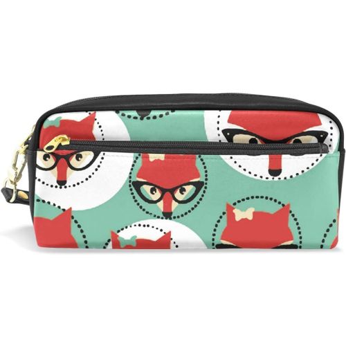 Pochette Mignonne Imprimée Animal Renard, Trousse À Crayons, Trousse De Maquillage Cosmétique, Sac De Papeterie À Fermeture Éclair Pour Étudiants Filles Garçons Enfants