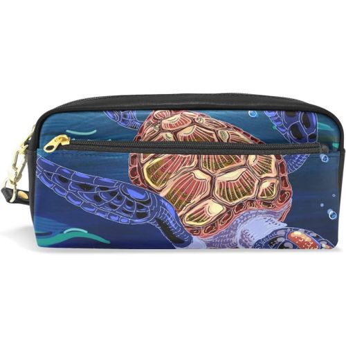 Pochette Sac À Main Trousse De Maquillage Cosmétique Trousse À Crayons Fermeture Éclair Pour Étudiant Fille Garçon Enfants Stylo Papeterie Sac Nouveauté Océan Animal Tortue