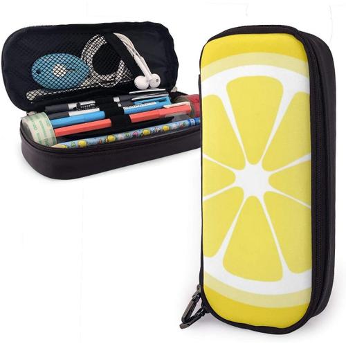 Porte-Crayon Alimentaire En Forme De Tranche De Citron, Grande Capacité, Pochette À Crayons, Organisateur De Papeterie Avec Fermeture Éclair Pour L'école Et Le Bureau, Trousse De Maquillage Cosmétique Multifonction