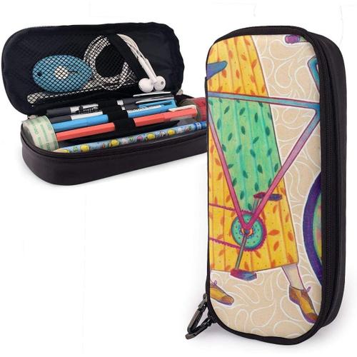 Porte-Crayon Bike Tour, Pochette À Crayons De Grande Capacité, Organisateur De Papeterie Avec Fermeture Éclair Pour L'école Et Le Bureau, Trousse De Maquillage Cosmétique Multifonction