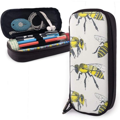 Porte-Crayon En Forme D'abeille, Grande Capacité, Pochette À Crayons, Organisateur De Papeterie Avec Fermeture Éclair Pour L'école Et Le Bureau, Trousse De Maquillage Cosmétique Multifonction