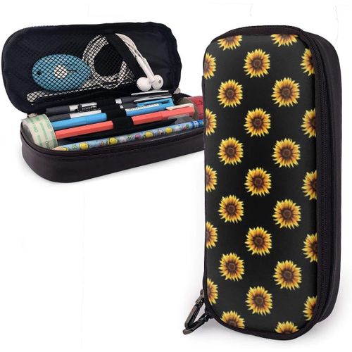 Porte-Crayon Tournesol, Pochette À Crayons De Grande Capacité, Organisateur De Papeterie Avec Fermeture Éclair Pour L'école Et Le Bureau, Trousse De Maquillage Cosmétique Multifonction