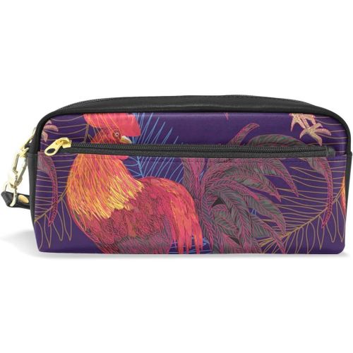 Pour Étudiant Fille Garçon Enfants Trousse À Crayons Fermeture Éclair Feuilles De Palmier Animal Coq Stylo Papeterie Sac Cosmétique Trousse De Maquillage Berger Pochette Sac À Main