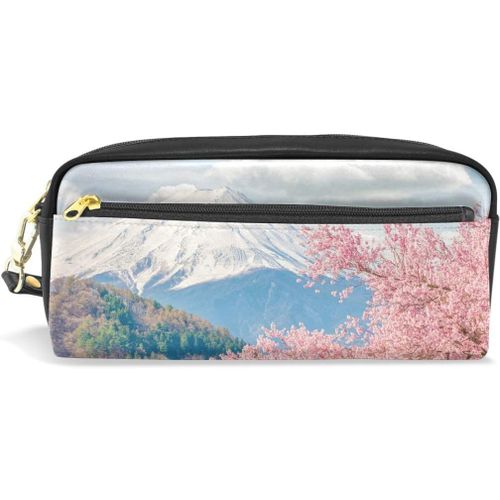 Pour Étudiant Fille Garçon Enfants Cheval Trousse À Crayons Trousse De Maquillage Cosmétique Pochette À Fermeture Éclair Sac À Main Stylo Stationnaire Sac Japonais Montagne Fuji Sakura