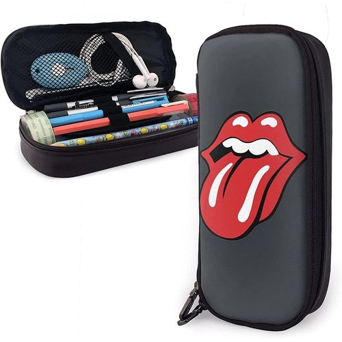Rolling Stones Lèvres Et Langue Trousse À Crayons En Cuir Trousse À Crayons Sac De Papeterie Bureau Boîte De Rangement Portable Boîte À Cosmétiques Dossier