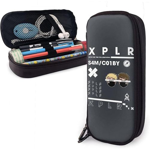 Sam-Colby-Xplr Trousse À Crayons En Cuir Trousse À Crayons Sac De Papeterie Bureau Boîte De Rangement Portable Dossier De Boîte À Cosmétiques