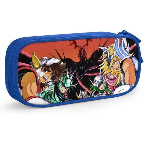 Saint Seiya Trousse À Crayons Impression Personnalisée 3d Trousse À Crayons À Double Fermeture Éclair De Grande Capacité Pour Bureau, École, Voyage-Bleu A1