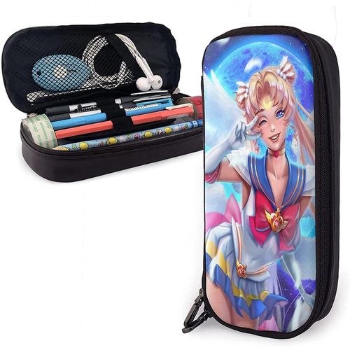 Sailor Moon Water Ice Moon Trousse À Crayons En Cuir, Trousse À Cosmétiques De Voyage, Trousse À Crayons À Fermeture Éclair De Grande Capacité, Boîte De Rangement De Papeterie, Porte-Stylo Cadeau D'anniversaire