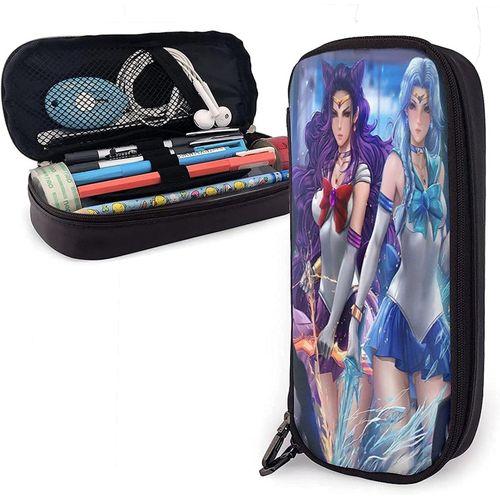 Sailor Moon Water Ice Moon Trousse À Crayons En Cuir, Trousse À Cosmétiques De Voyage, Trousse À Crayons À Fermeture Éclair De Grande Capacité, Boîte De Rangement De Papeterie, Porte-Stylo Cadeau D'anniversaire