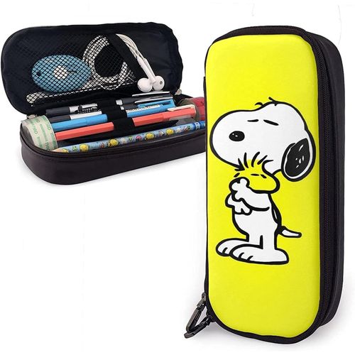 Snoopy Et Woodstock Trousse À Crayons En Cuir Trousse À Crayons Sac De Papeterie Bureau Boîte De Rangement Portable Boîte À Cosmétiques Dossier