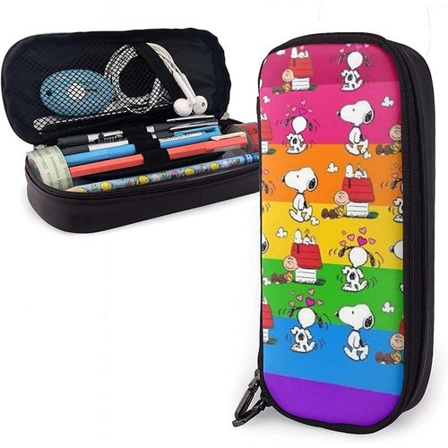 Snoopy Bunter Trousse À Crayons En Cuir Trousse À Crayons Sac De Papeterie Bureau Boîte De Rangement Portable Boîte À Cosmétiques Dossier