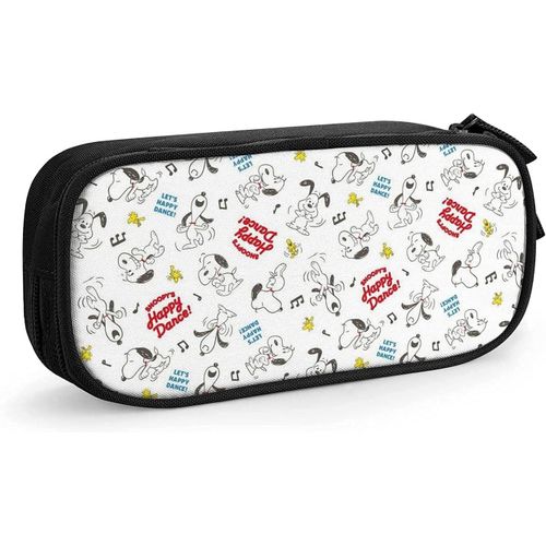 Snoopy ? Trousse À Stylos De Grande Capacité, Trousse À Crayons À Double Fermeture Éclair, Organisateur De Papeterie, Sac De Papeterie, Sac À Cosmétiques Rose-Noir