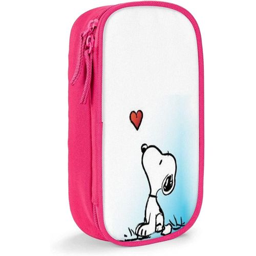 Snoopy Pencase Trousse À Crayons, Trousse À Cosmétiques De Voyage De Grande Capacité, Trousse À Crayons À Fermeture Éclair, Cadeaux Pour Garçon Et Fille, Sac De Rangement Pour Étudiants-Rose