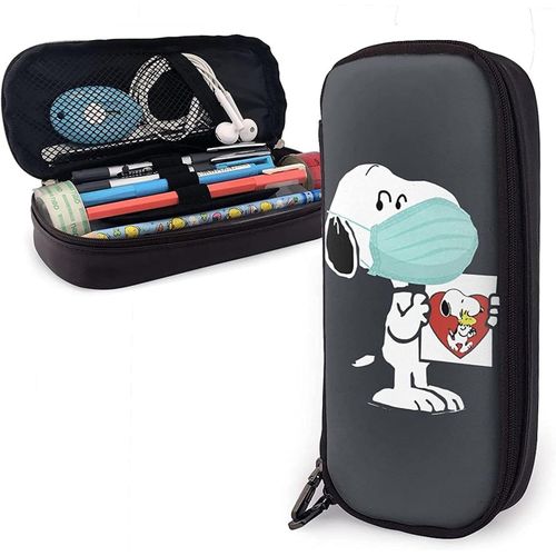 Snoopy Trousse À Crayons En Cuir Trousse À Crayons Sac De Papeterie Bureau Boîte De Rangement Portable Dossier De Boîte À Cosmétiques