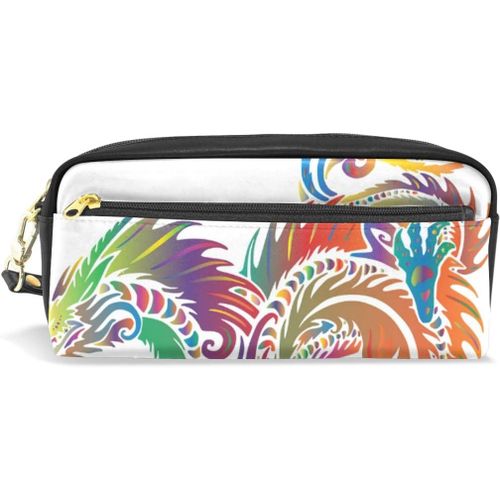 Stylo Stationnaire Sac Étui À Crayons Étui À Lunettes Pour Étudiant Garçon Fille Pochette À Fermeture Éclair Sac À Main Mignon Coloré Fantaisie Arc-En-Ciel Dragon Trousse De Maquillage Cosmétique