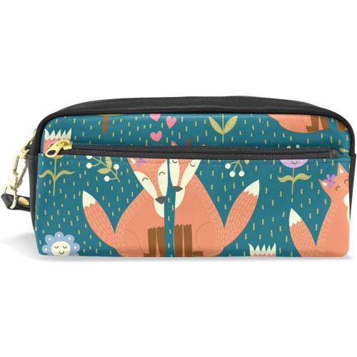 Stylo Stationnaire Sac Pour Étudiant Fille Garçon Enfants Fermeture Éclair Cosmétique Maquillage Sac Mignon Animal Renard Fleur Arbre Pochette Sac À Main Grande Trousse À Crayons