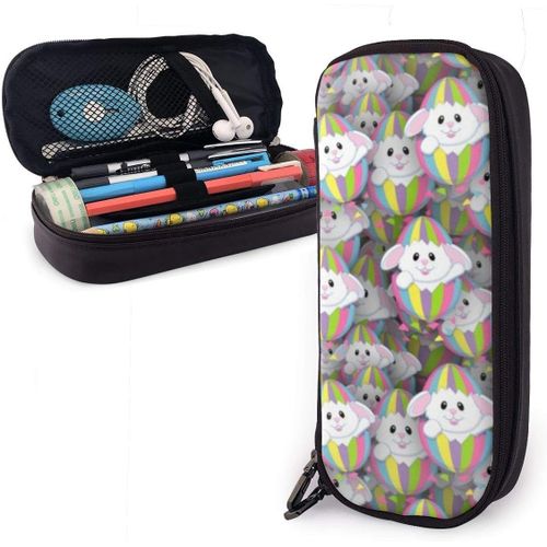 Trousse À Crayons À Motif De Lapin De Pâques, Grande Capacité, Pochette À Crayons, Organisateur De Papeterie Avec Fermeture Éclair Pour L'école Et Le Bureau, Trousse De Maquillage Multifonction