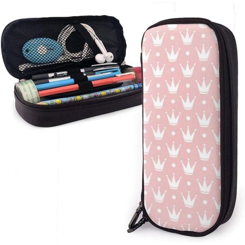 Trousse À Crayons À Motif Diadème De Princesse Mignonne, Grande Capacité, Pochette À Crayons, Organisateur De Papeterie Avec Fermeture Éclair Pour L'école Et Le Bureau, Trousse De Maquillage Multifonction