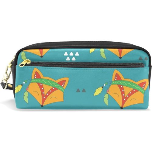Trousse À Crayons Avec Fermeture Éclair Pour Étudiant, Fille, Garçon, Enfants, Trousse De Papeterie, Trousse De Maquillage, Animal Tribal, Plume De Renard, Sirène