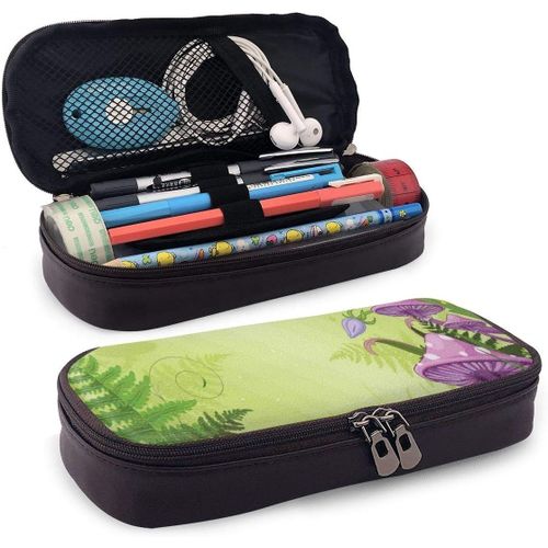 Daisy Grande Trousse En Cuir Durable Avec Fermeture Éclair Pour L'école Et Le Bureau Blanc
