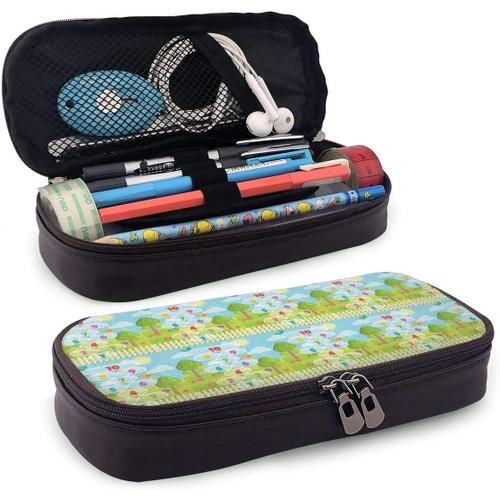 Fournitures De Bureau Écriture Trousses Orange Teal Abstract Tribal Ikat Diamond Pattern Pencil Case Holder Large Capacity Pencil Pouch Stationery Organizer With Zipper For School Office,Multifunction