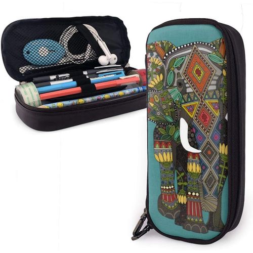 Trousse À Crayons Avec Motif Cheval Dans La Neige - En Cuir Imprimé - Multifonction - Pour Crayons Et Stylos