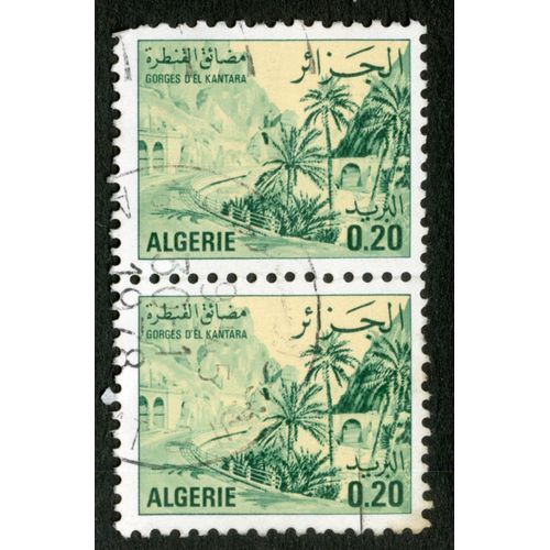 Deux Timbres Oblitérés Algérie, Gorges D'el Kantara, 0.20