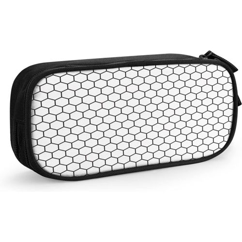 Trousse À Crayons De Grande Capacité En Peau De Vache Noire Et Blanche Pour Adolescents, Garçons, Filles, Université, Fournitures Scolaires Et De Bureau