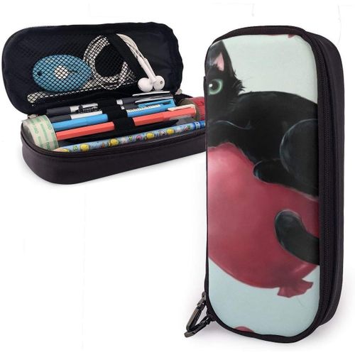 Trousse À Crayons En Cuir Avec Motif Cheval Dans La Neige - Organiseur Multifonction Pour Crayons Et Stylos