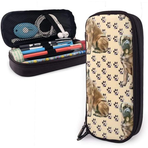 Trousse À Crayons En Cuir Avec Motif Berger Allemand En Train De Courir - Pochette À Crayons Et Stylos - Multifonction