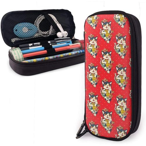 Trousse À Crayons En Cuir Avec Motif De Vache - Trousse Multifonction En Cuir Imprimé - Pour Crayons Et Stylos