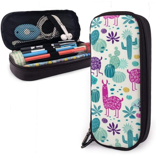Trousse À Crayons En Cuir Durable Avec Fermeture Éclair Motif Ailes De Loup