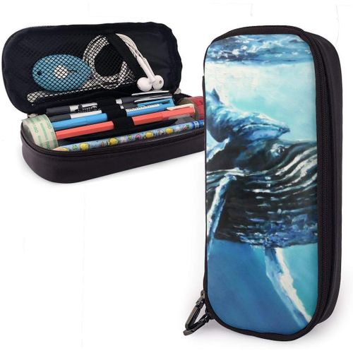 Trousse À Crayons En Cuir Durable Avec Fermeture Éclair Motif Sapin De Noël Et Cerf