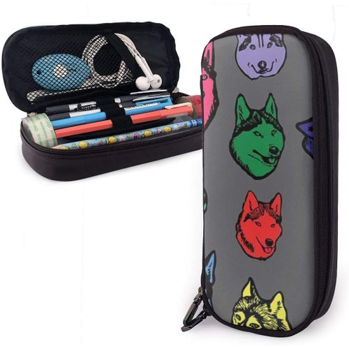 Trousse À Crayons En Cuir Durable Avec Fermeture Éclair Motif Ours Polaire Bleu