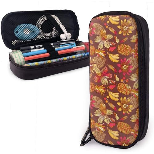 Trousse À Crayons En Cuir Durable Avec Fermeture Éclair Motif Loup Ciel Étoilé