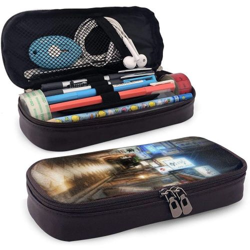 Trousse À Crayons En Cuir Durable Avec Fermeture Éclair Motif Tournesol