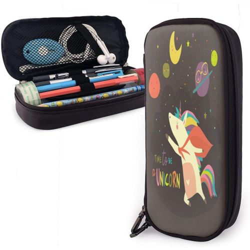 Trousse À Crayons En Cuir Durable Avec Fermeture Éclair Pour L'école Et Le Bureau Motif Renard Hérisson Et Hiboux