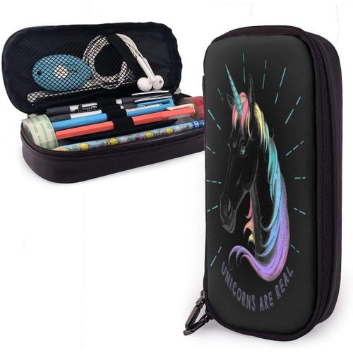 Trousse À Crayons En Cuir Durable Avec Fermeture Éclair Pour L'école Et Le Bureau Motif Renard Dans Des Fleurs