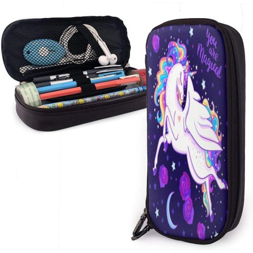 Trousse À Crayons En Cuir Durable Avec Fermeture Éclair Pour L'école Et Le Bureau Motif Portrait De Loup