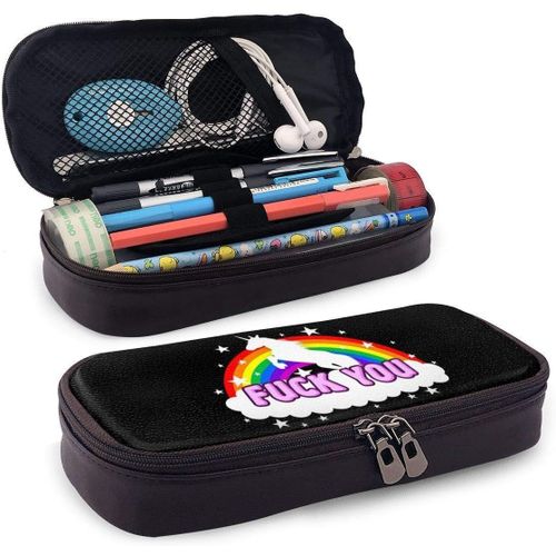 Trousse À Crayons En Cuir Durable Avec Fermeture Éclair Pour L'école Et Le Bureau Motif Poisson Rouge