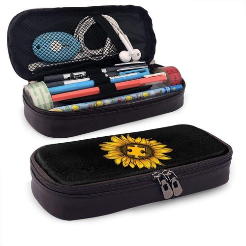 Trousse À Crayons En Cuir Durable Avec Fermeture Éclair Pour L'école Et Le Bureau Motif Vache