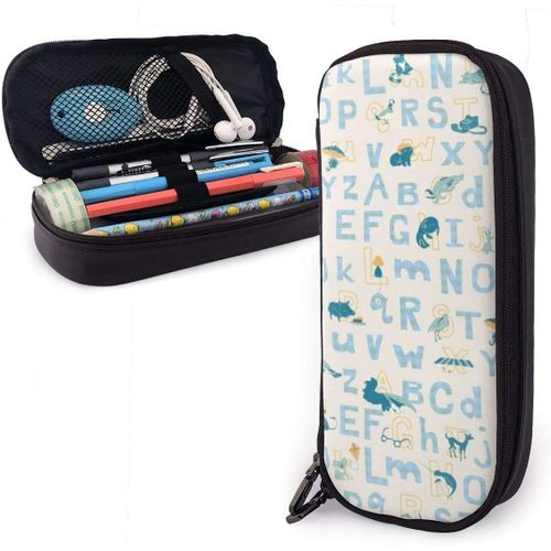 Trousse À Crayons En Toile Crocodile Vert Sur Gris Pour Étudiants - 21 X 5,5 X 5 Cm