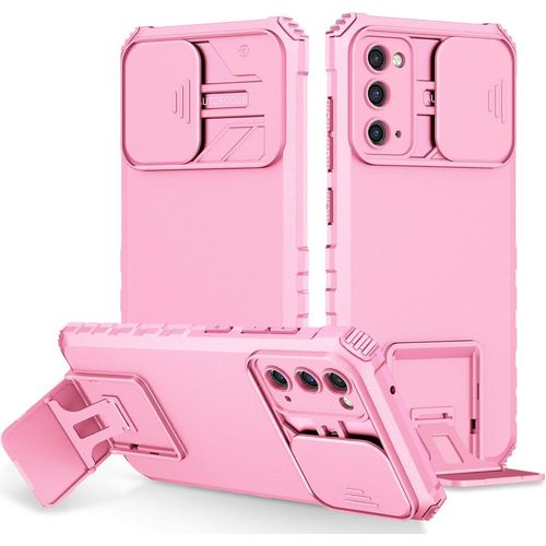 Pour Galaxy Note20 Ultra Coque Pour Samsung Galaxy Note20 Ultra Coque De Téléphone Portable Pc Backptare+Tpu Soft Shell+Ring Stand Ltw-Gz Pink