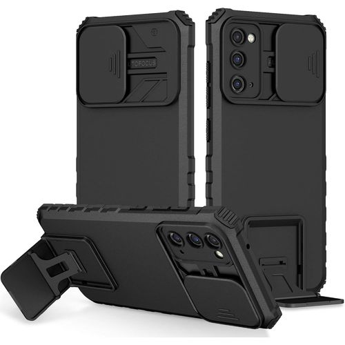 Pour Galaxy Note20 Ultra Coque Pour Samsung Galaxy Note20 Ultra Coque De Téléphone Portable Pc Backptare+Tpu Soft Shell+Ring Stand Ltw-Gz Black
