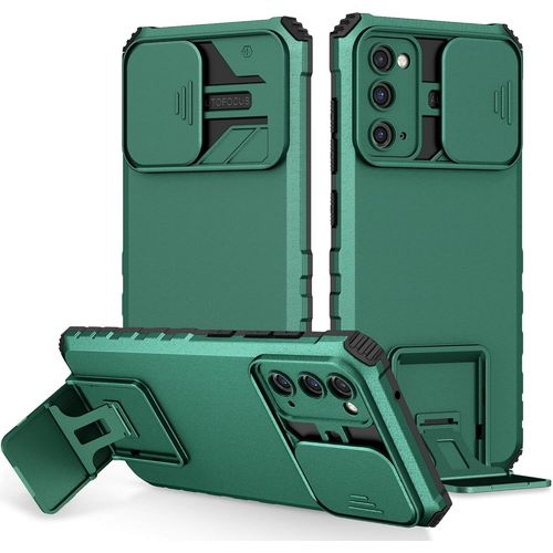 Pour Galaxy Note20 Ultra Coque Pour Samsung Galaxy Note20 Ultra Coque De Téléphone Portable Pc Backptare+Tpu Soft Shell+Ring Stand Ltw-Gz Dark Green
