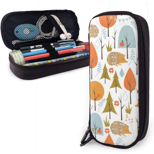 Trousse À Crayons En Toile Motif Forêt Tropicale Émeraude 21 X 5,5 X 5 Cm