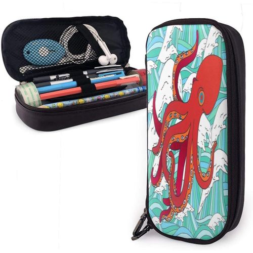 Trousse À Crayons Verticale Avec Motif Lion Lionne - Rétractable - Portable - Pour Filles Et Femmes