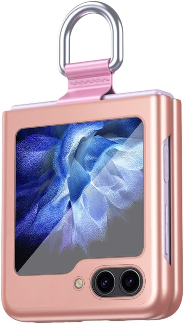 Pour Coque Samsung Galaxy Z Flip 5 Z Flip5 5g Étui Anti-Choc Housse Résistant Aux Rayures Pc Case Cover Bumper Avec Anneau En Métal Mauve