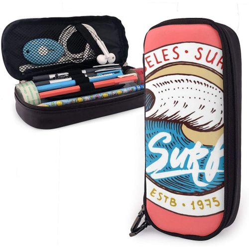 Trousse De Maquillage En Cuir Durable Avec Fermeture Éclair Pour L'école Et Le Bureau Motif Poisson Bleu